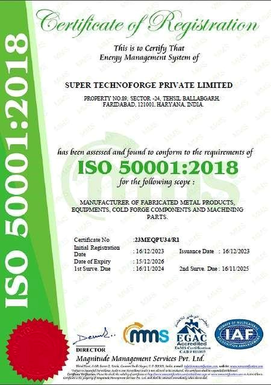 ISO 50001:2018 Certificate - Super Technoforge